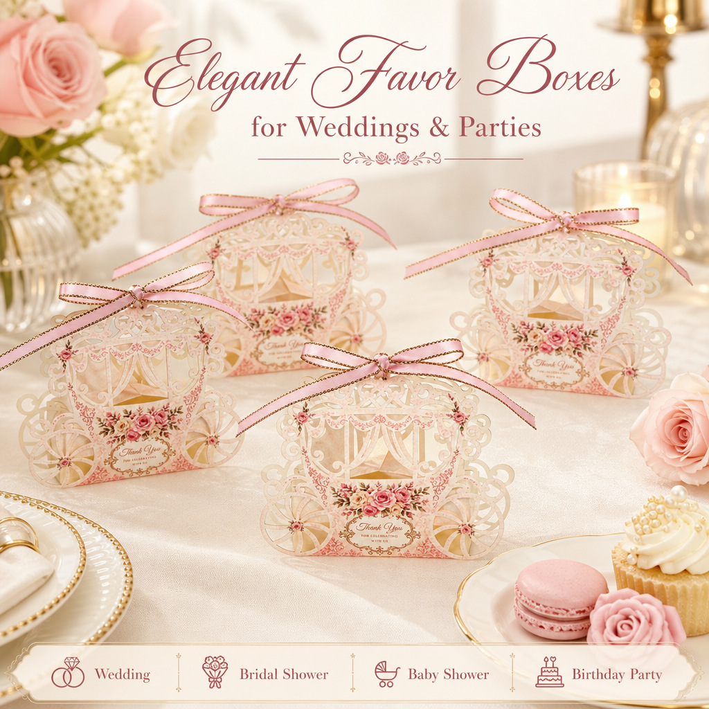 Event Party Box - 10 Pcs Laser‑Cut Hollow Candy Boxes,