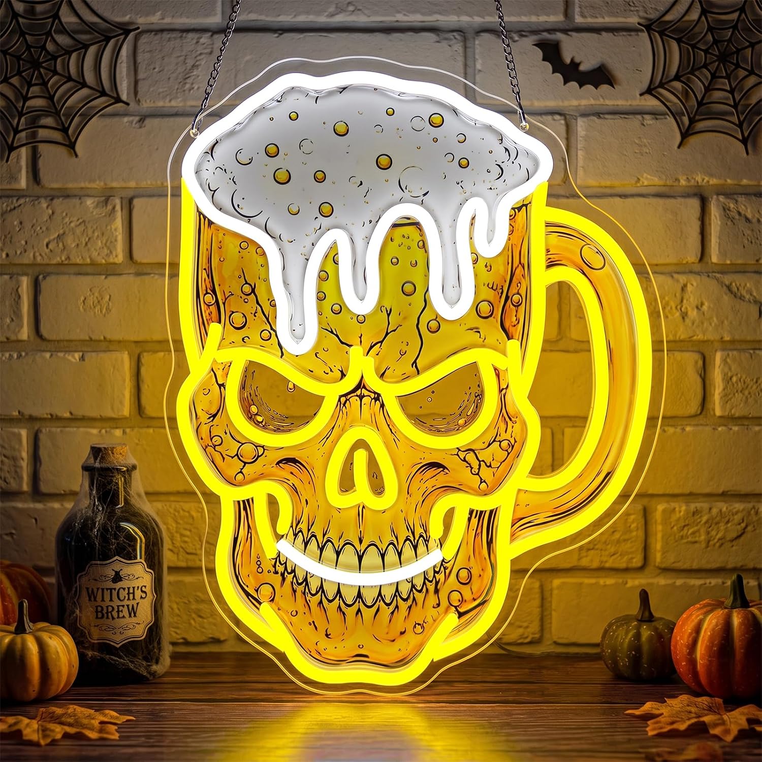 Neon Sign Party - Skull Beer Neon Sign, USB LED