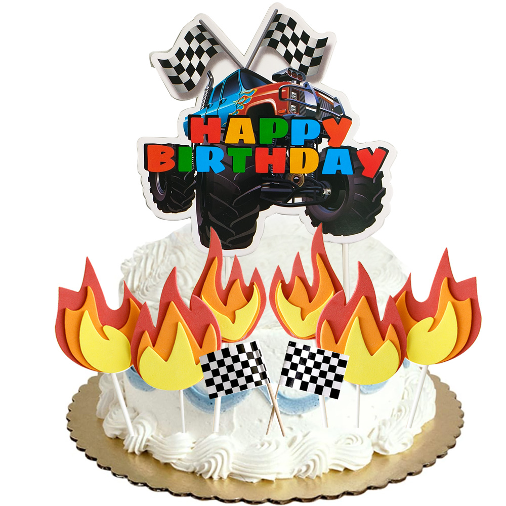 Event Suppliers - Monster Truck Happy Birthday Cake Topper