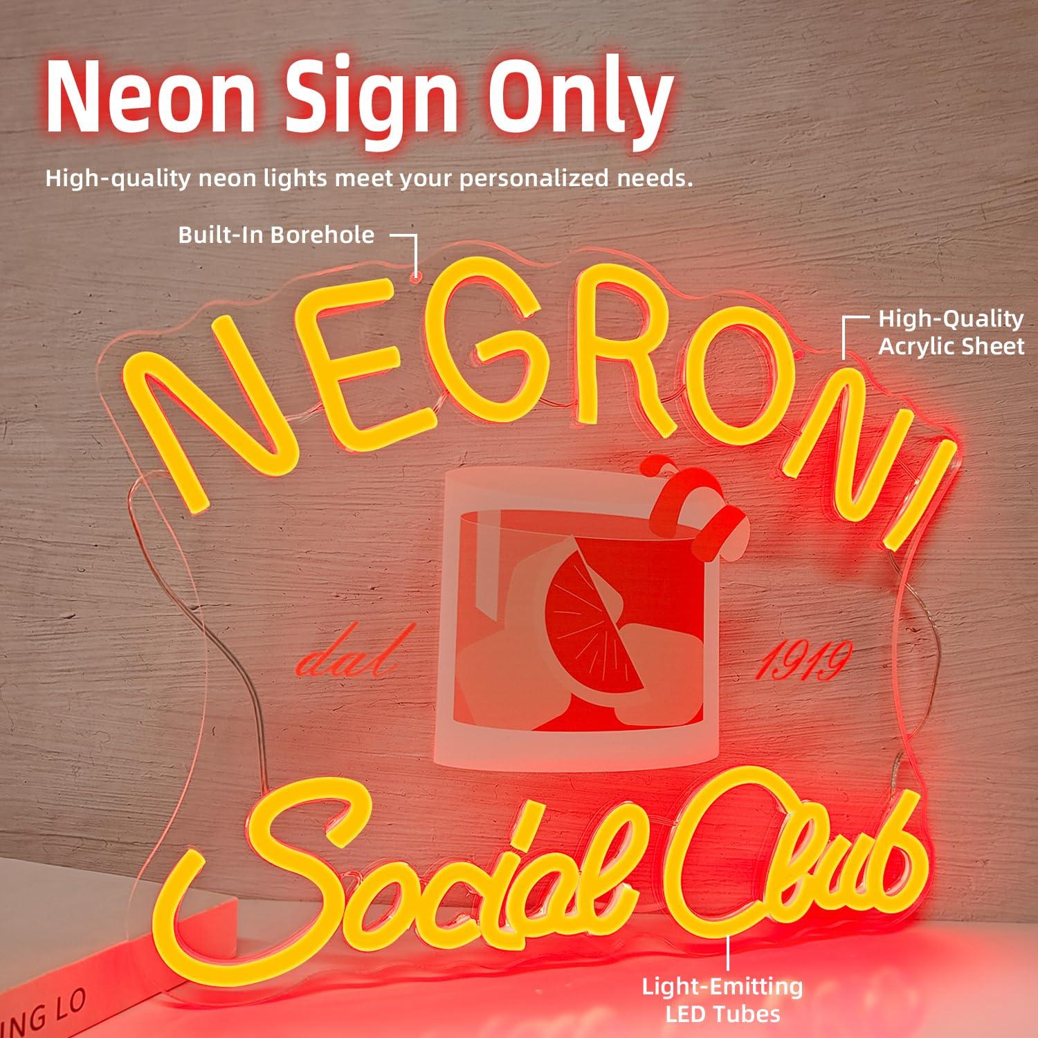 Negroni Social Club Neon Sign  - Neon Sign Party ulasan dan harga